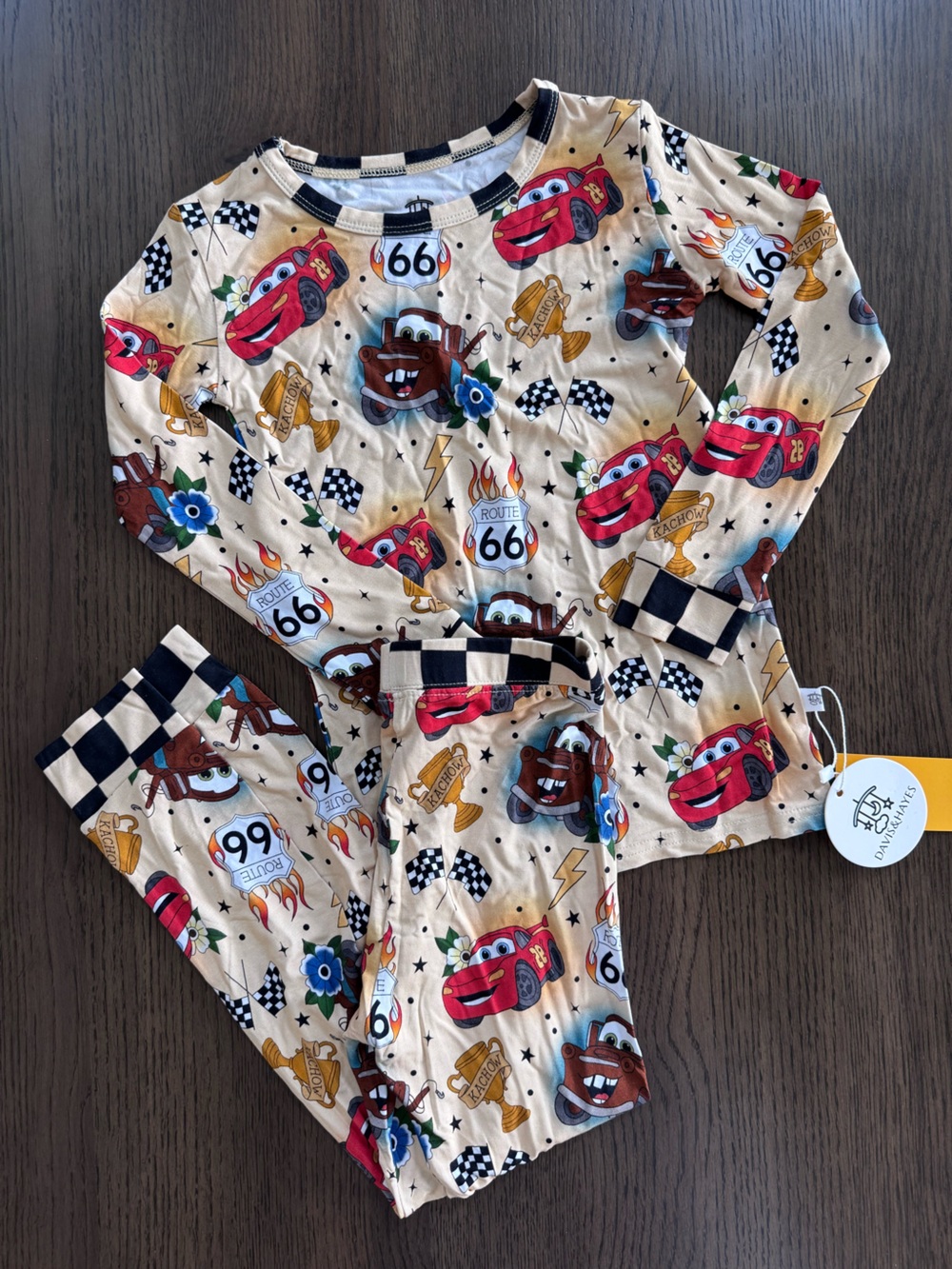 NWT 4T Davis & Hayes Route 66 Race Car Pajama Set - Cars movie Lightning McQueen